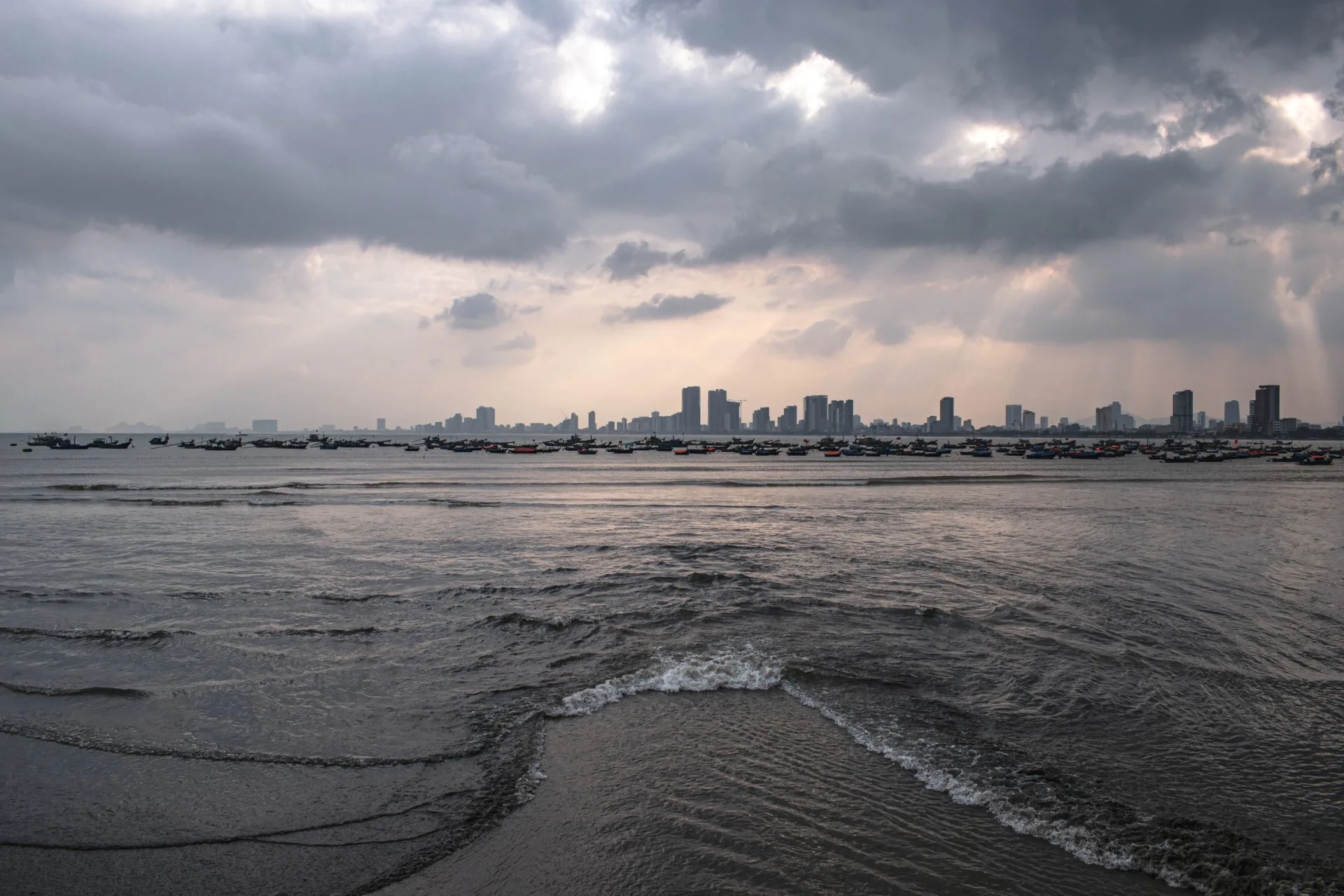 Da Nang coast and city skyline