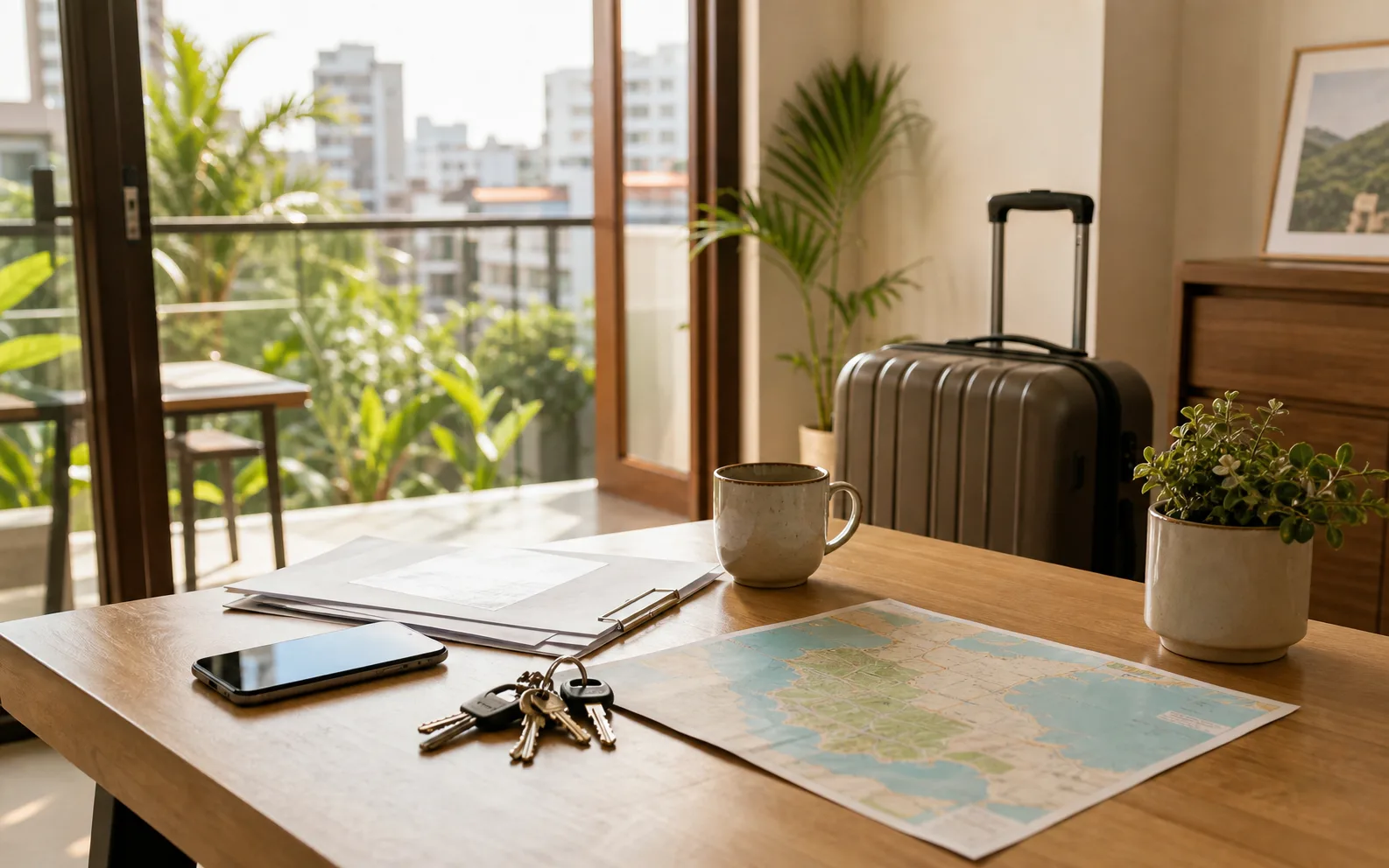 Keys, map, and documents for apartment search in Nha Trang